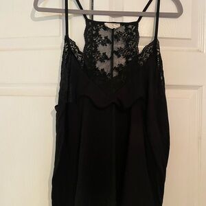 Joyfolie Sarah Black Lace Trim tank top in black size XL EUC
